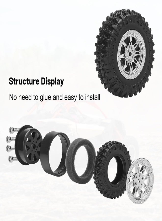 daitoku 1/12 RC Car Tires and Wheels, daitoku RC Rubber Tires for 1/12 WPL B14 B24 C14 C24 MN D90 D91 D96 D99 - Style B (Silver) - Image 4